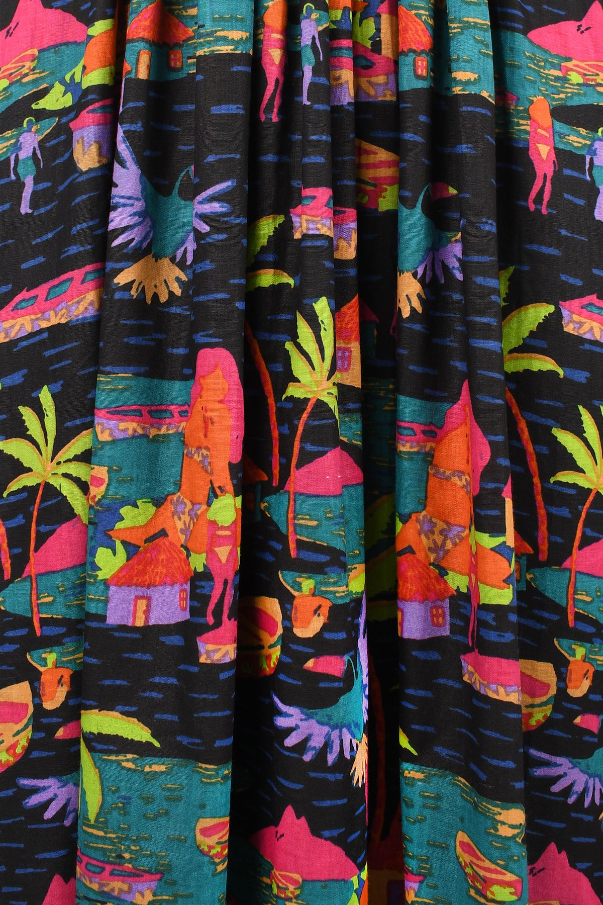 Reversible button skirt with colorful multicolor jungle print on dark base