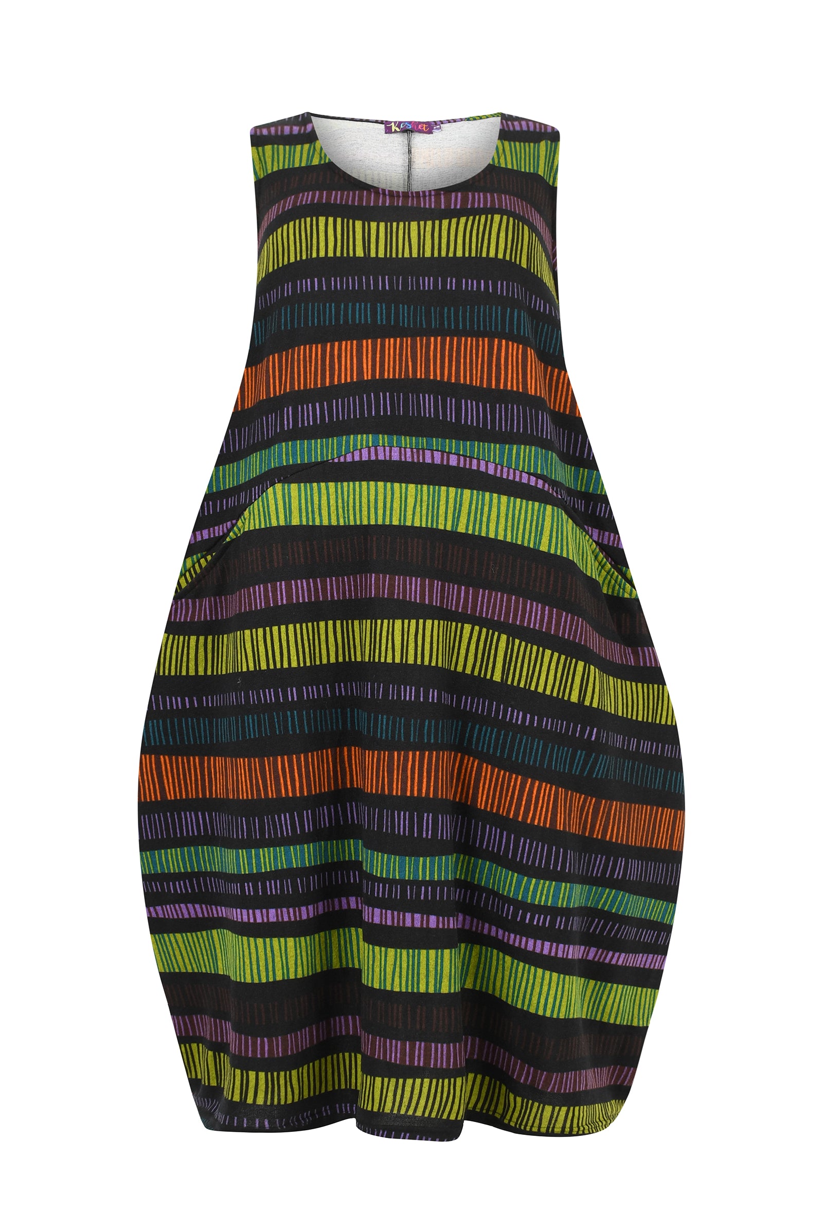 Colorful striped dress on a white background
