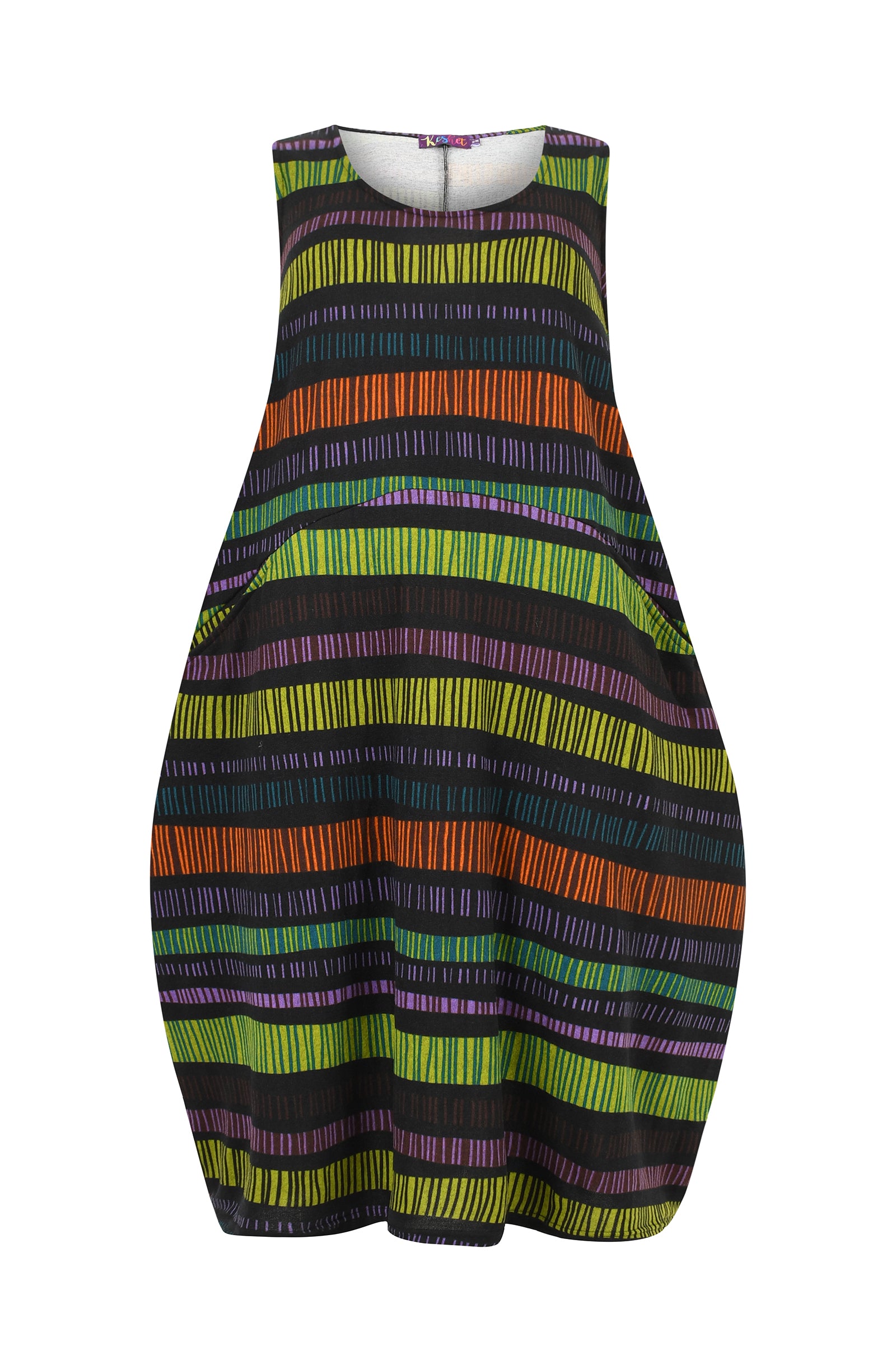 Colorful striped dress on a white background