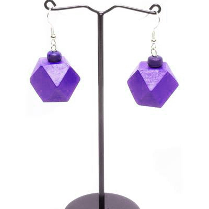 Wooden Cubic Earrings - Keshet Design