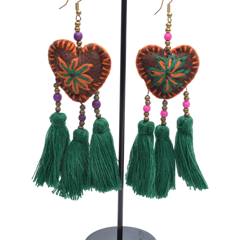Embellished 3 Tassel Earrings
