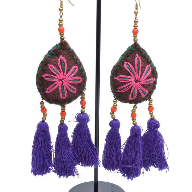 Embellished 3 Tassel Earrings - Keshet Design