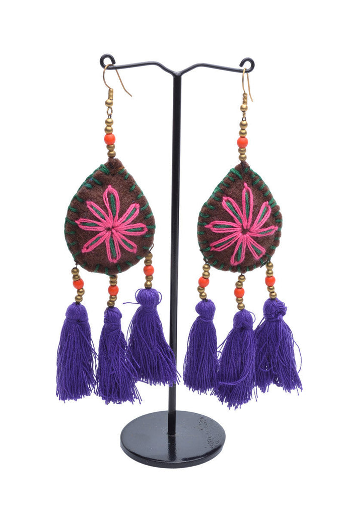 Embellished 3 Tassel Earrings - Keshet Design