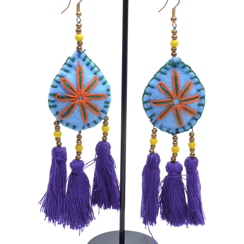 Embellished 3 Tassel Earrings - Keshet Design