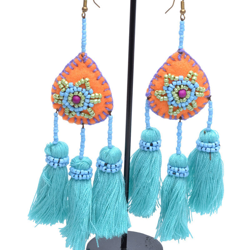 Embellished 3 Tassel Earrings - Keshet Design