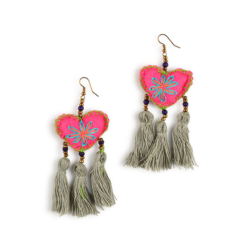 Embellished 3 Tassel Earrings