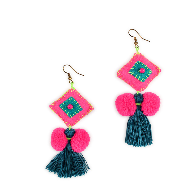 Embellished 3 Tassel Earrings