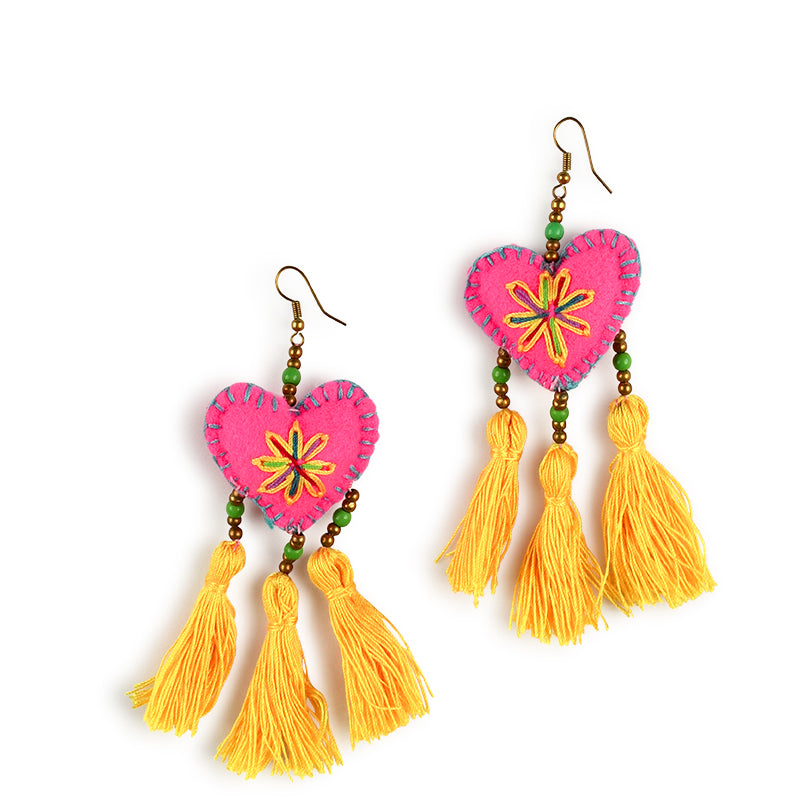 Embellished 3 Tassel Earrings