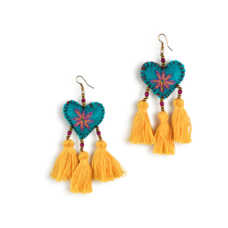 Embellished 3 Tassel Earrings