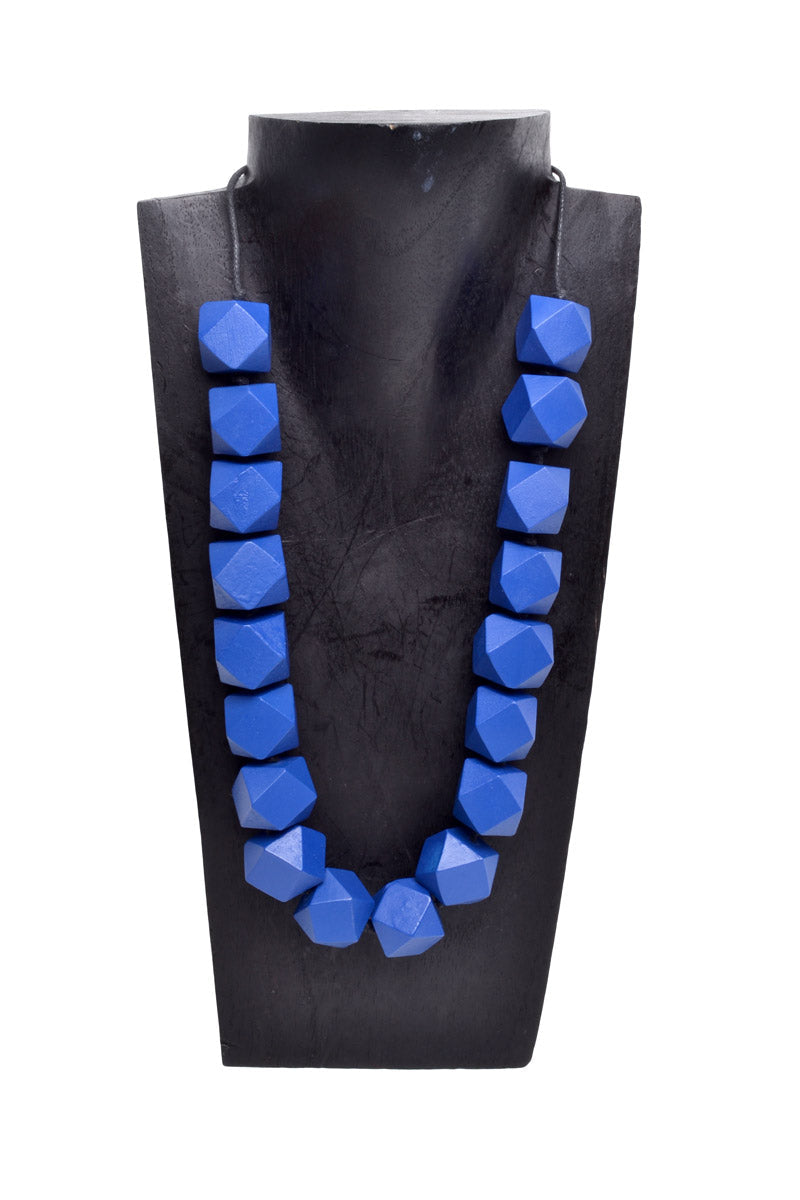 Long Wooden Cubic Necklace - Keshet Design