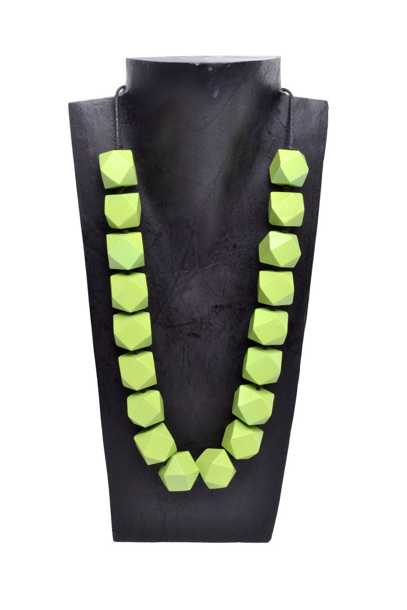 Long Wooden Cubic Necklace - Keshet Design