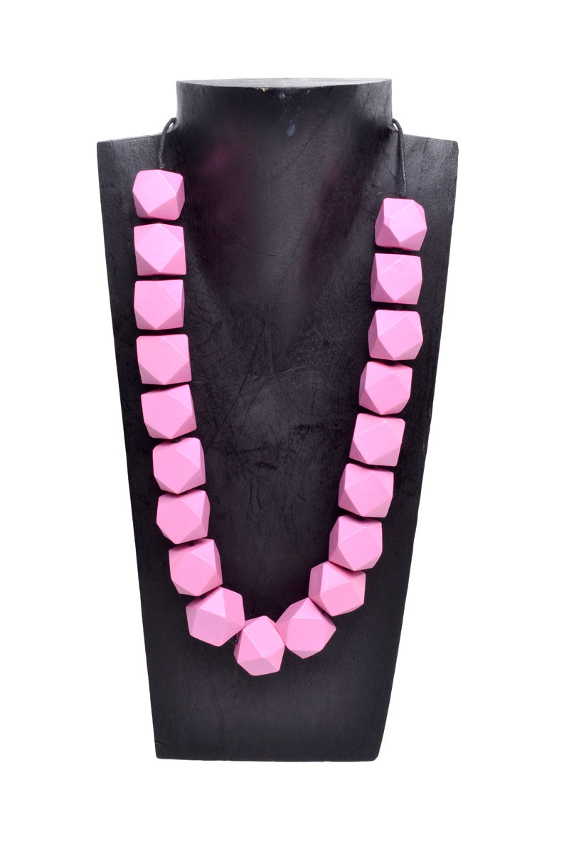 Long Wooden Cubic Necklace - Keshet Design