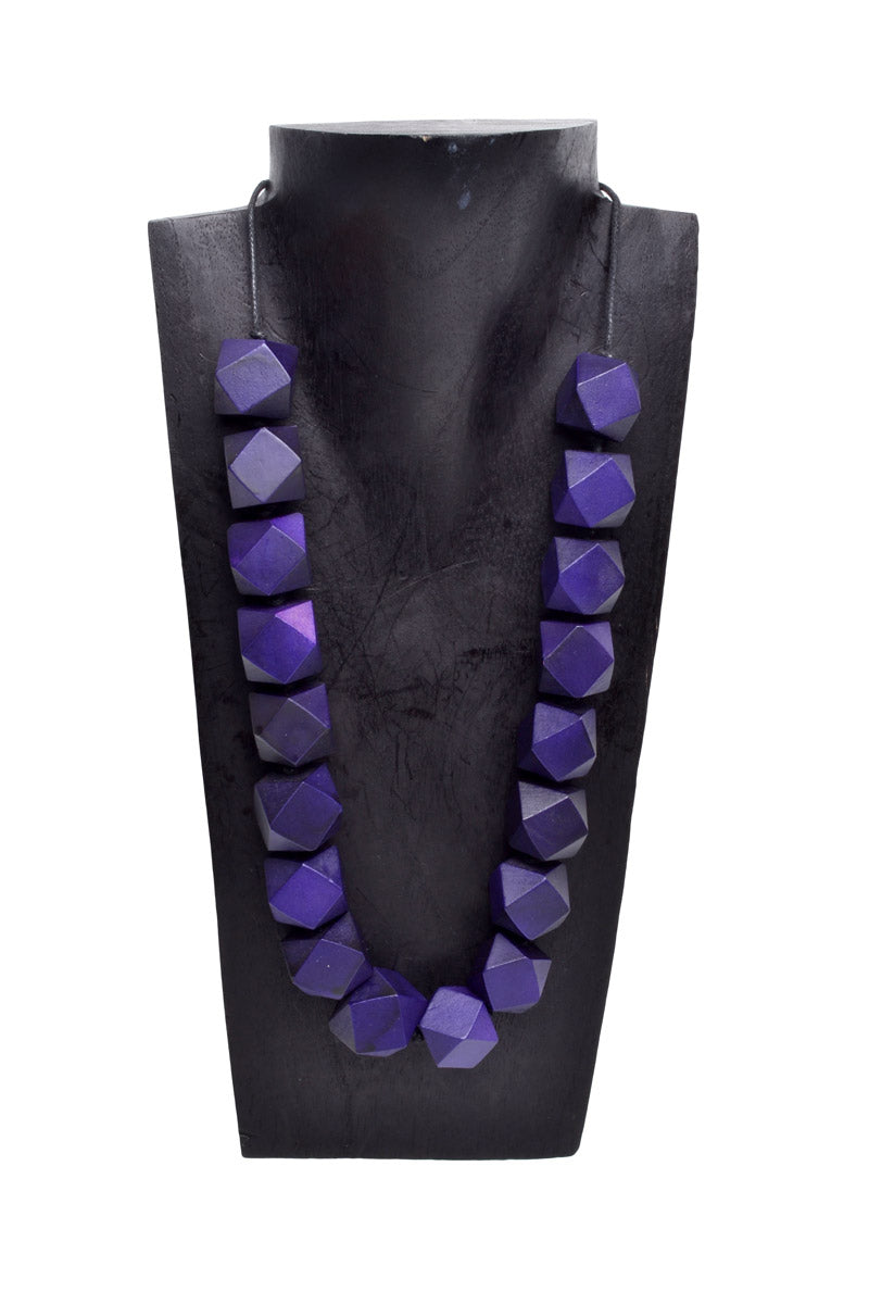 Long Wooden Cubic Necklace - Keshet Design
