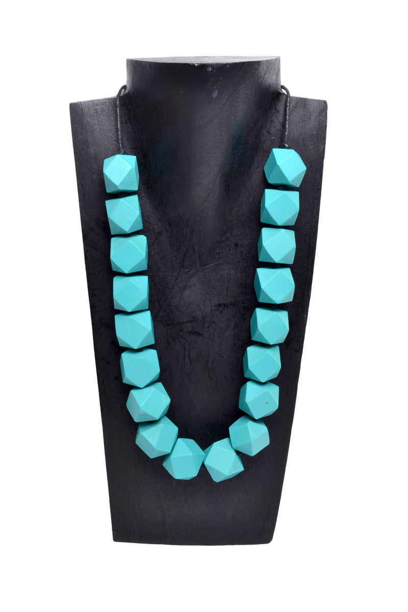 Long Wooden Cubic Necklace - Keshet Design