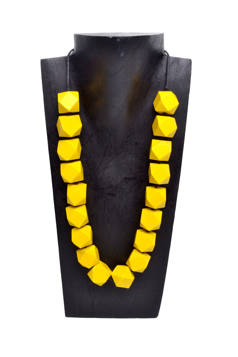 Long Wooden Cubic Necklace - Keshet Design