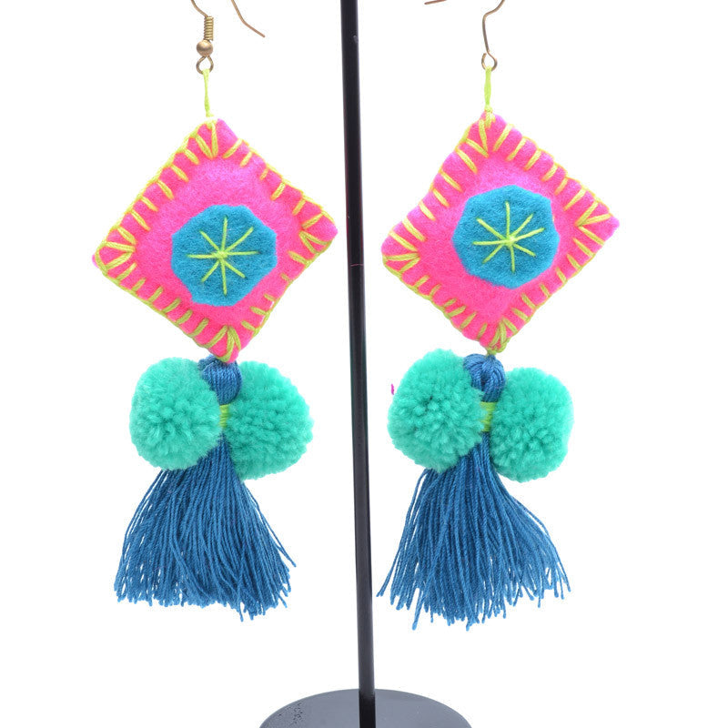 Pom Pom Tassel Earrings - Keshet Design