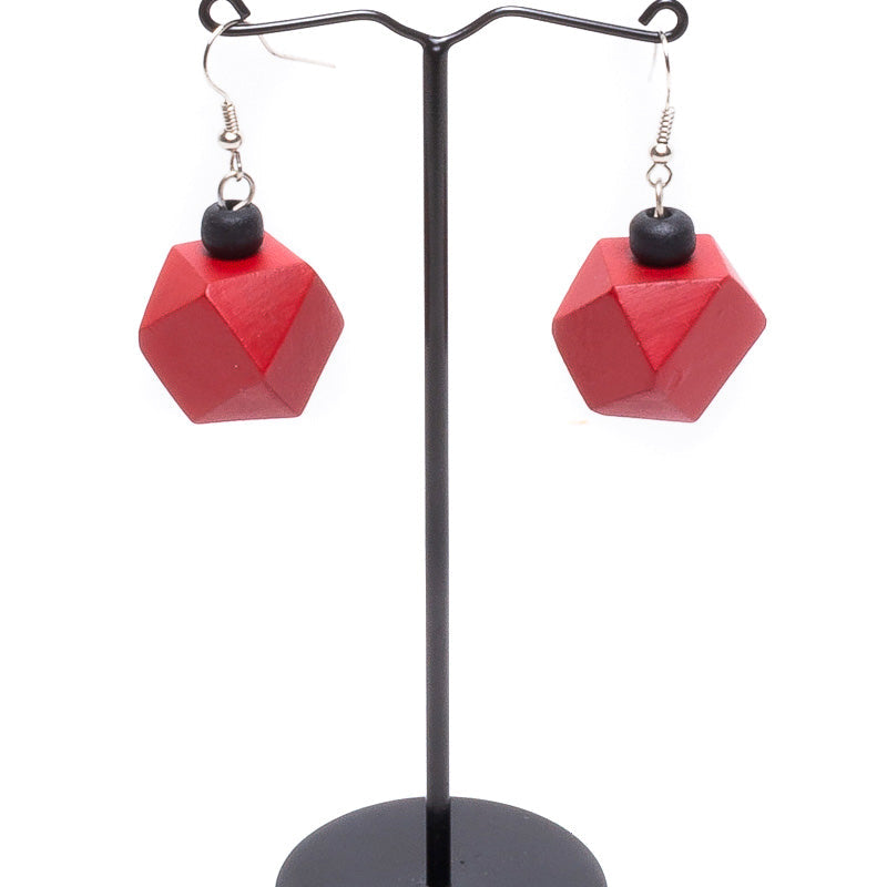 Wooden Cubic Earrings - Keshet Design