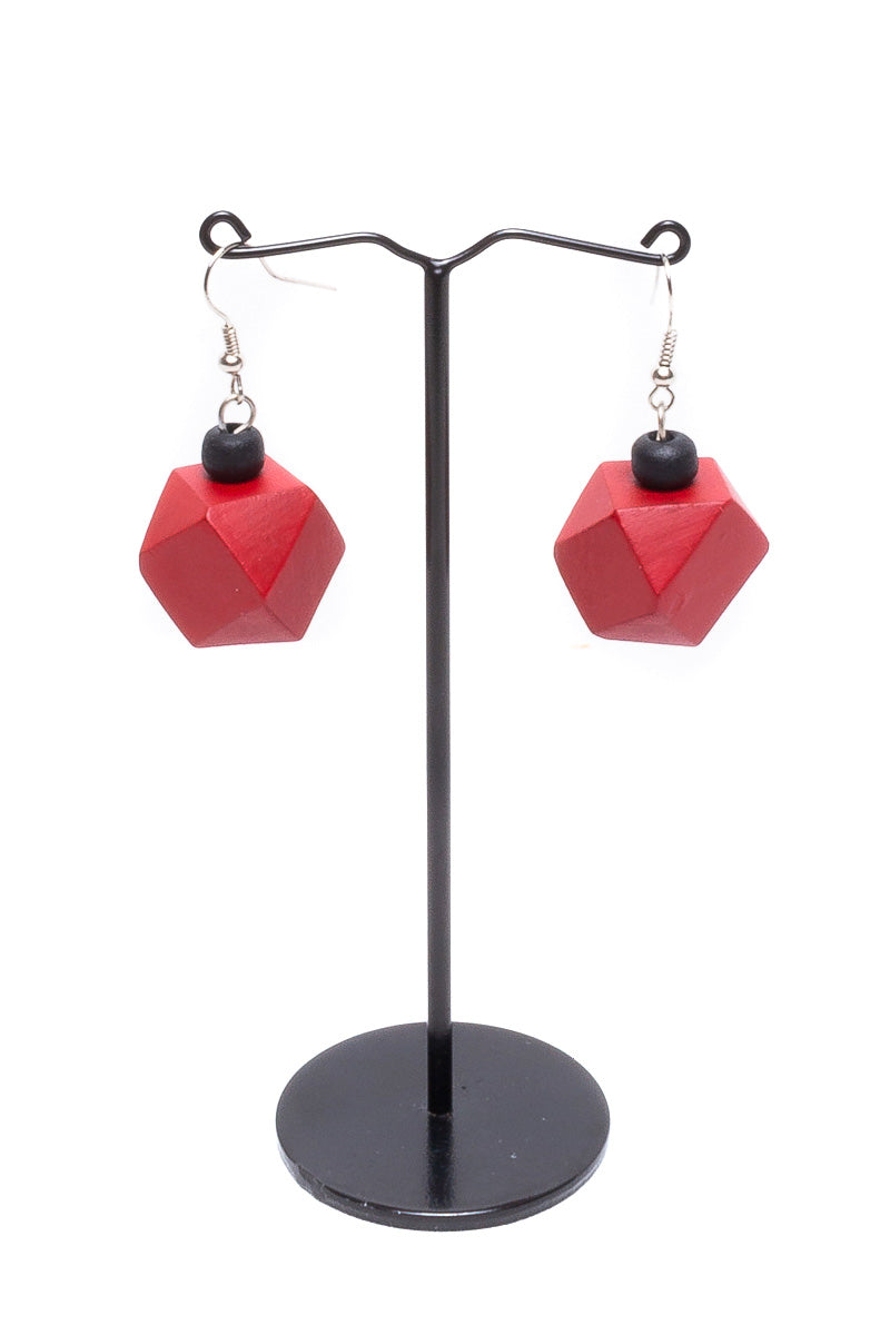 Wooden Cubic Earrings - Keshet Design