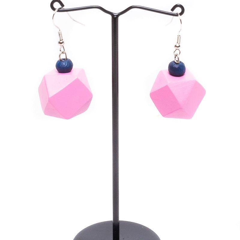 Wooden Cubic Earrings - Keshet Design