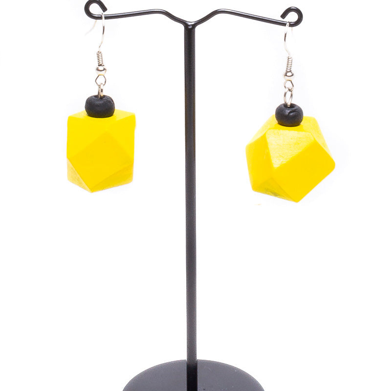 Wooden Cubic Earrings - Keshet Design