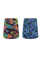 Aluula reversible button skirt, teal tropical print, front button placket
