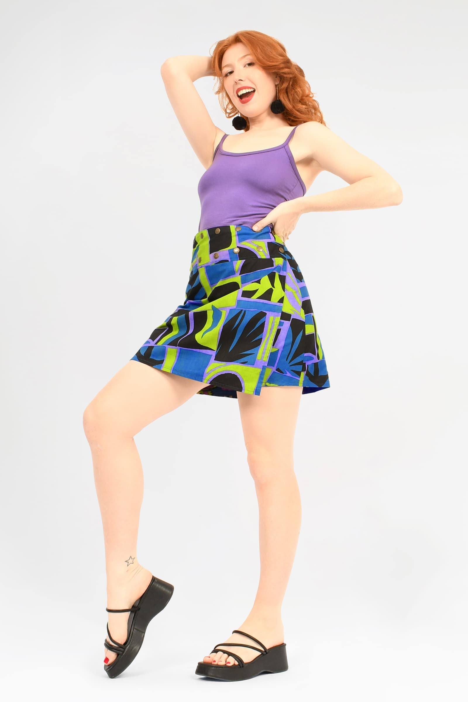 Aluula Short Reversible Button Skirt - Keshet Design