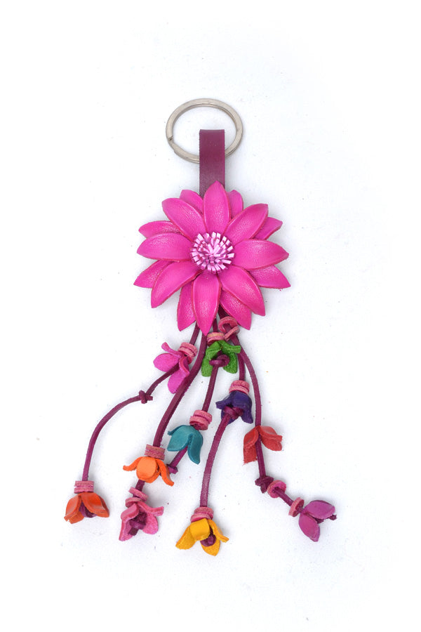 Leather Flower Keyring - Keshet Design