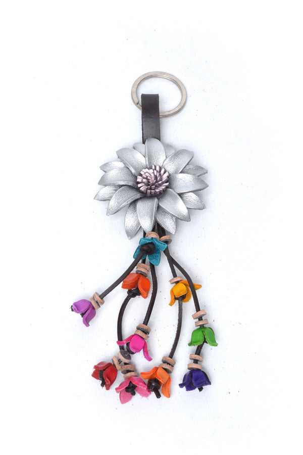 Leather Flower Keyring - Keshet Design