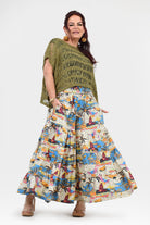 Wide-leg graphic pants, multicolor on white