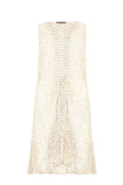 Cream popcorn knit sleeveless vest, long length