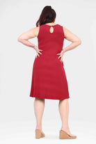 Jovie dress dark red sleeveless with oval keyhole cutout at round back
