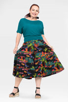 Havana 3/4 pants, wide-leg with tropical bird and palm print