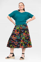 Havana 3/4 pants with gathered waist and colorful tropical print