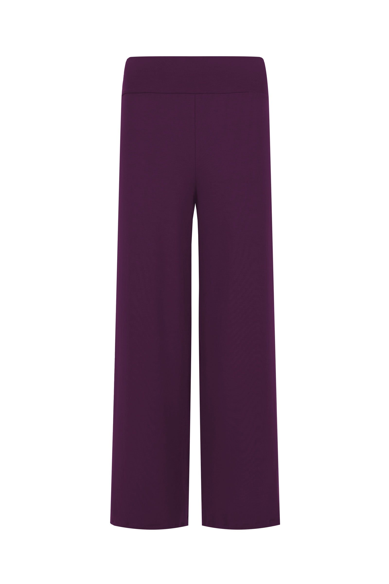 Aubergine Nomi straight-leg trousers with wide, even hems