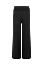 Black high-waist wide-leg trousers, smooth front with crease