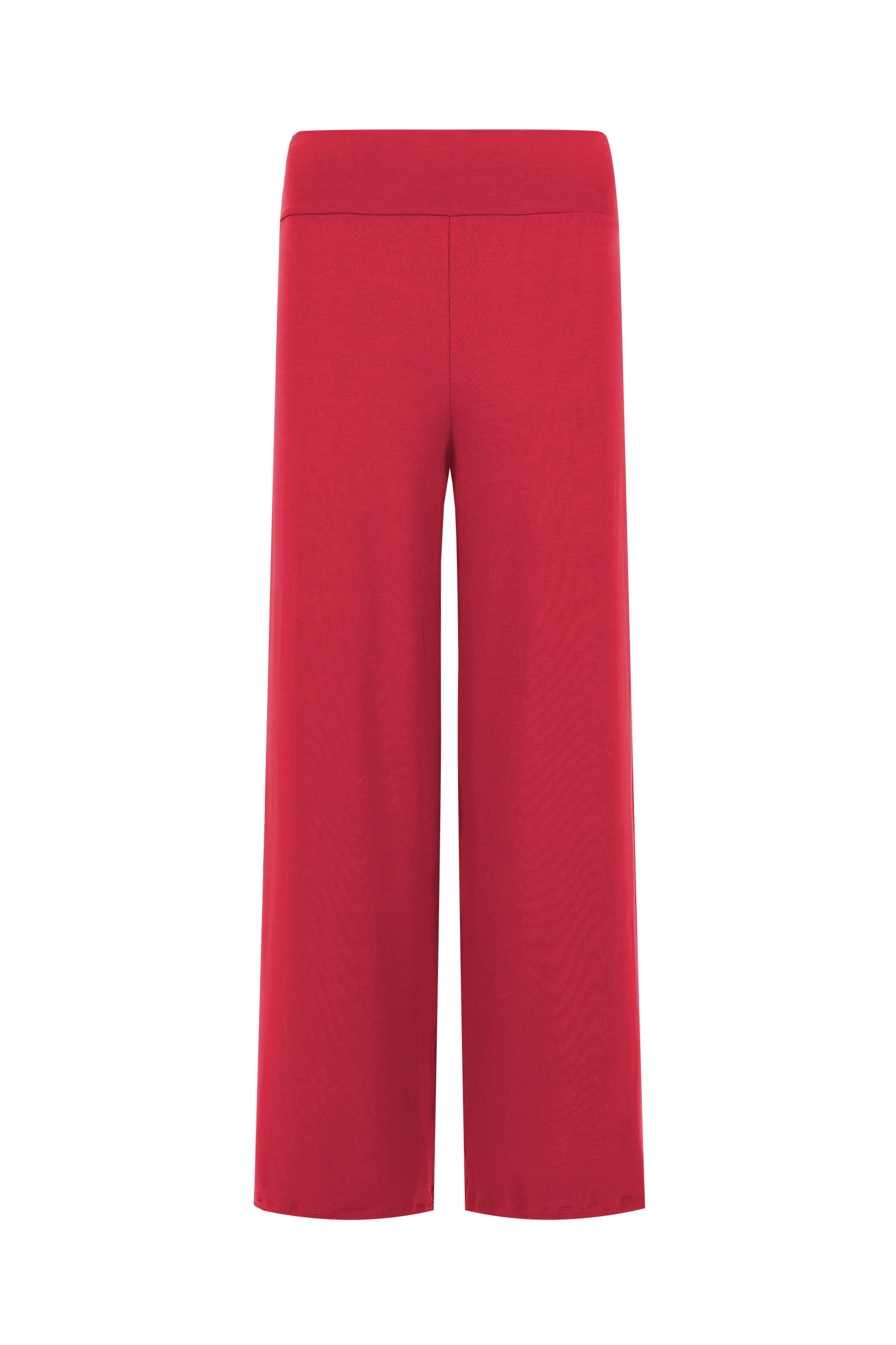 Nomi dark red wide-leg trousers with flat waistband