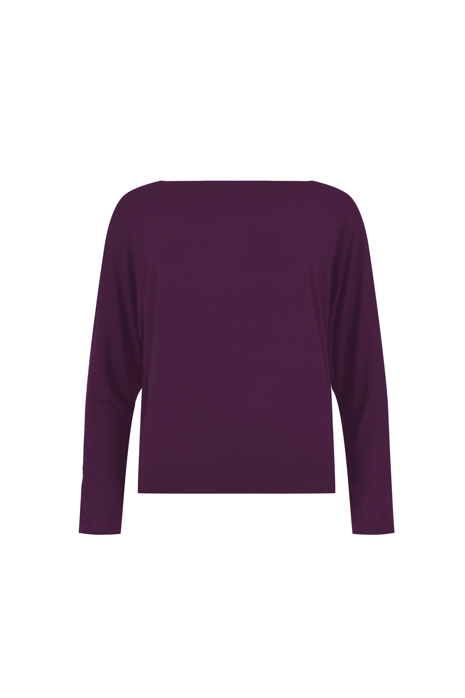 Mika top in aubergine, square neckline, long sleeves