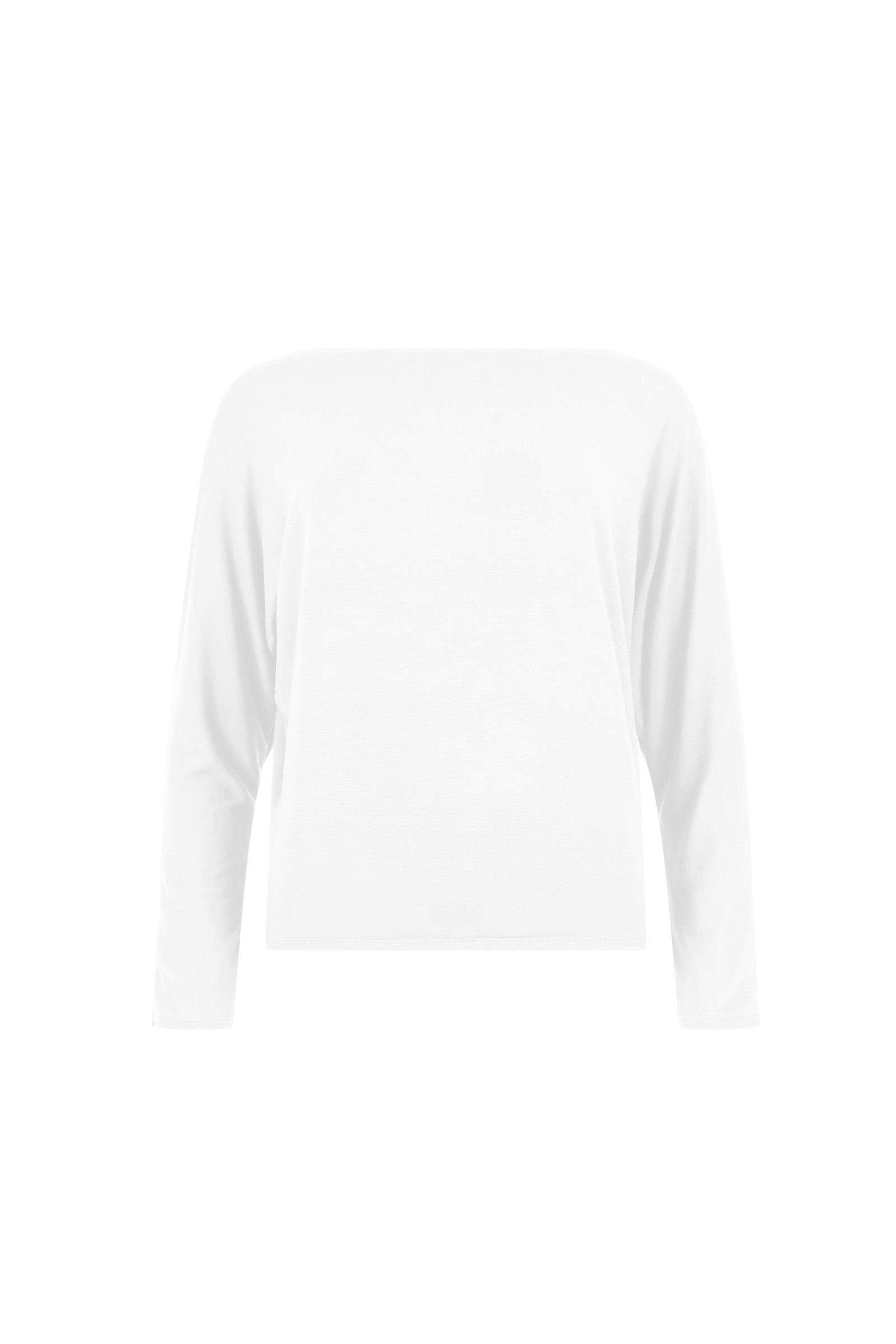 White long-sleeve top with square neckline
