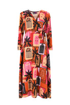 Colorful dress with abstract pattern on a white background