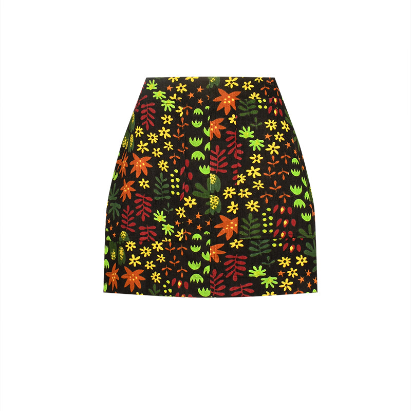 Georgia Cord Mini Skirt Print