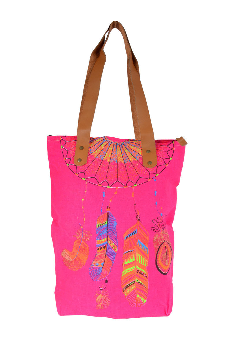 Dreamcatcher Fluoro Tote Bags - Keshet Design