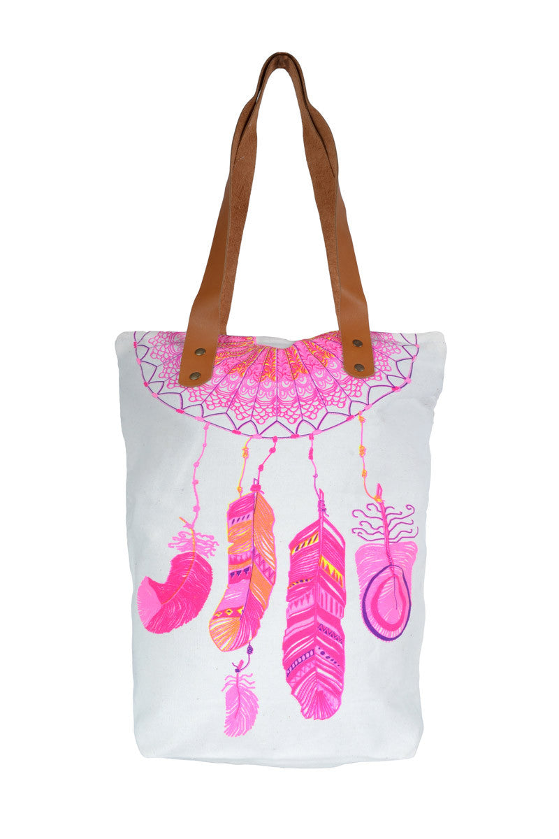 Dreamcatcher Fluoro Tote Bags - Keshet Design