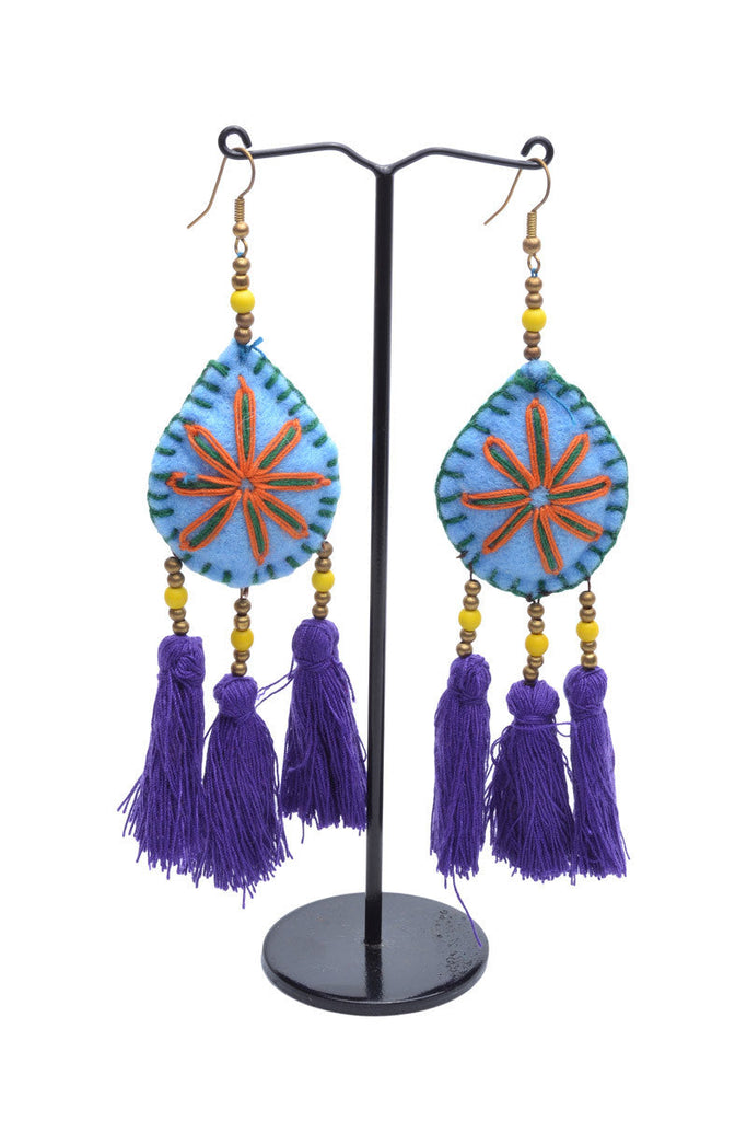 Embellished 3 Tassel Earrings - Keshet Design