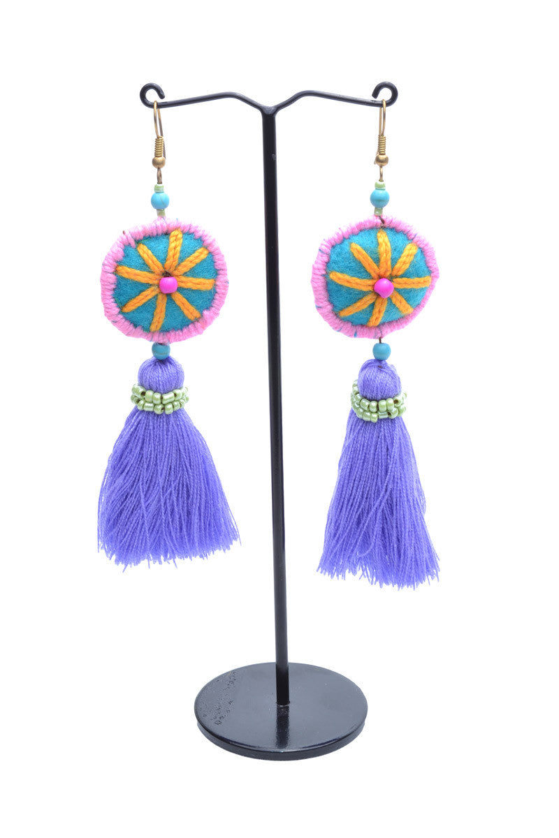 Embellished Tassel Earrings - Keshet Design