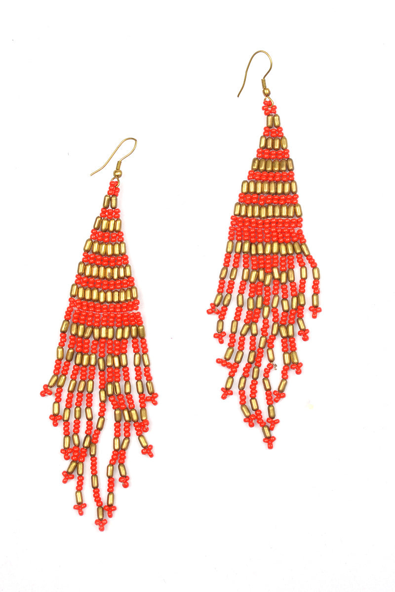 Beaded Triangle Drop Earrings - Keshet Unique Colourful Women's Clothing Tasmania Australia