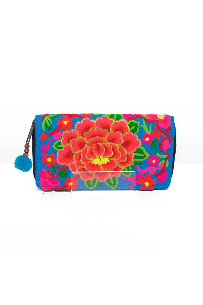 Embroidered Rose Wallet - Keshet Unique Colourful Women's Clothing Tasmania Australia