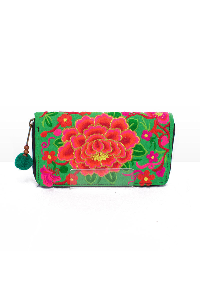 Embroidered Rose Wallet - Keshet Unique Colourful Women's Clothing Tasmania Australia