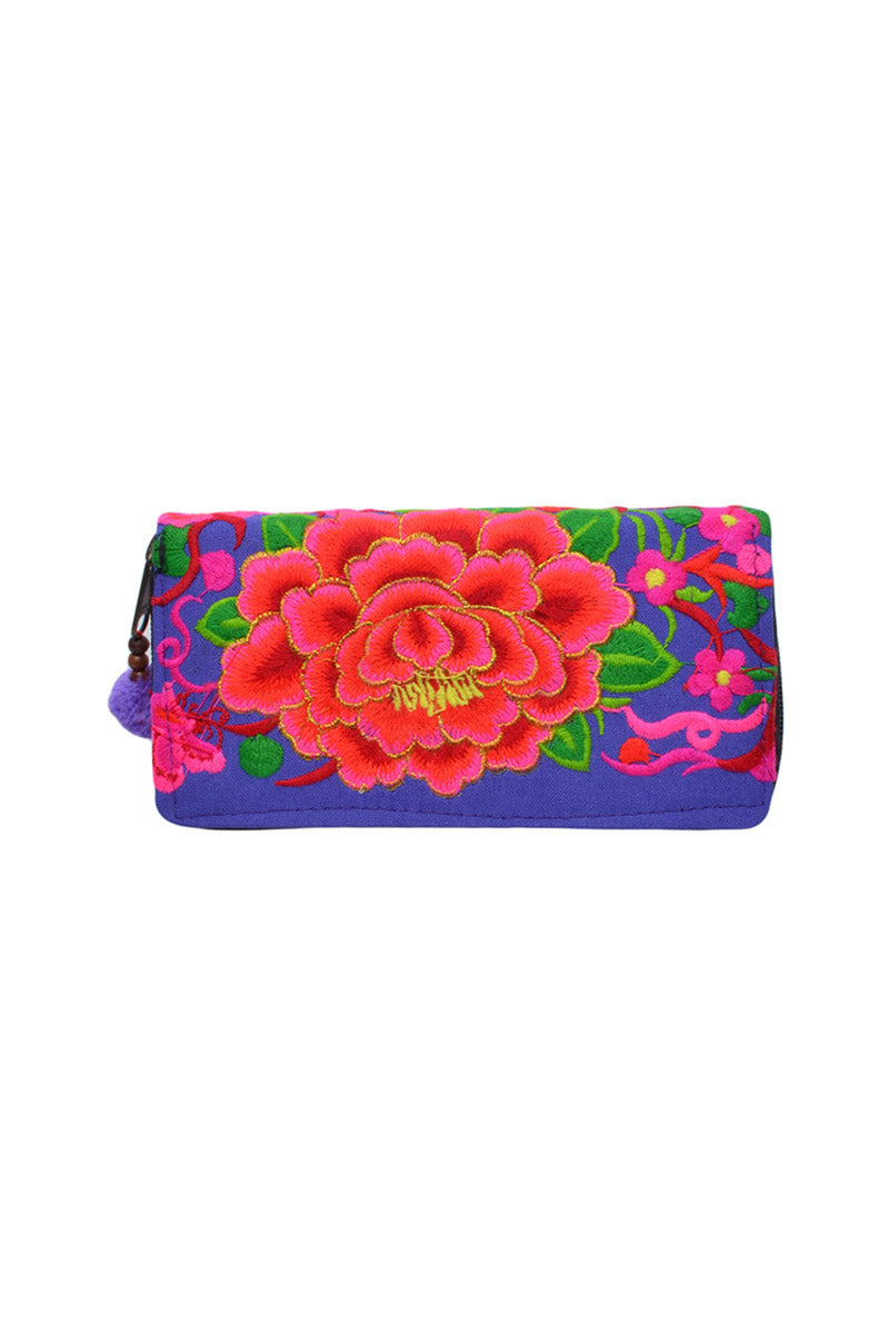 Embroidered Rose Wallet - Keshet Unique Colourful Women's Clothing Tasmania Australia