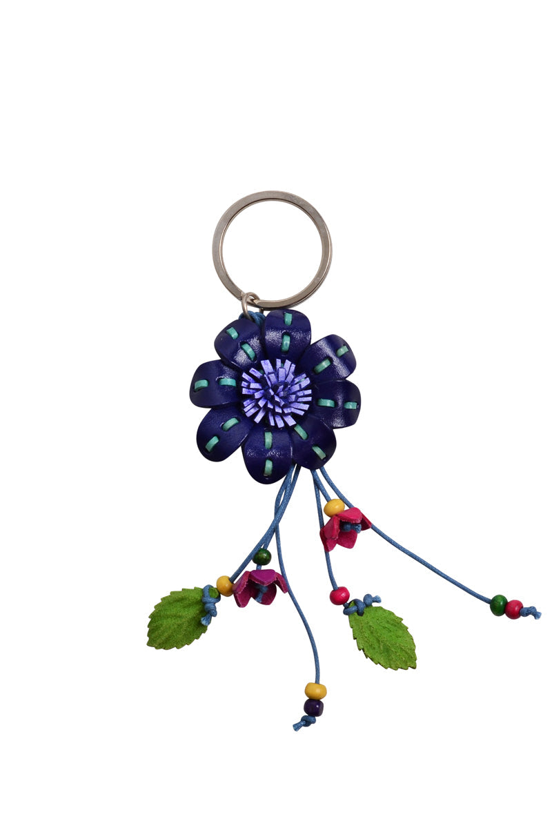 Leather Flower Keyring - Keshet Design