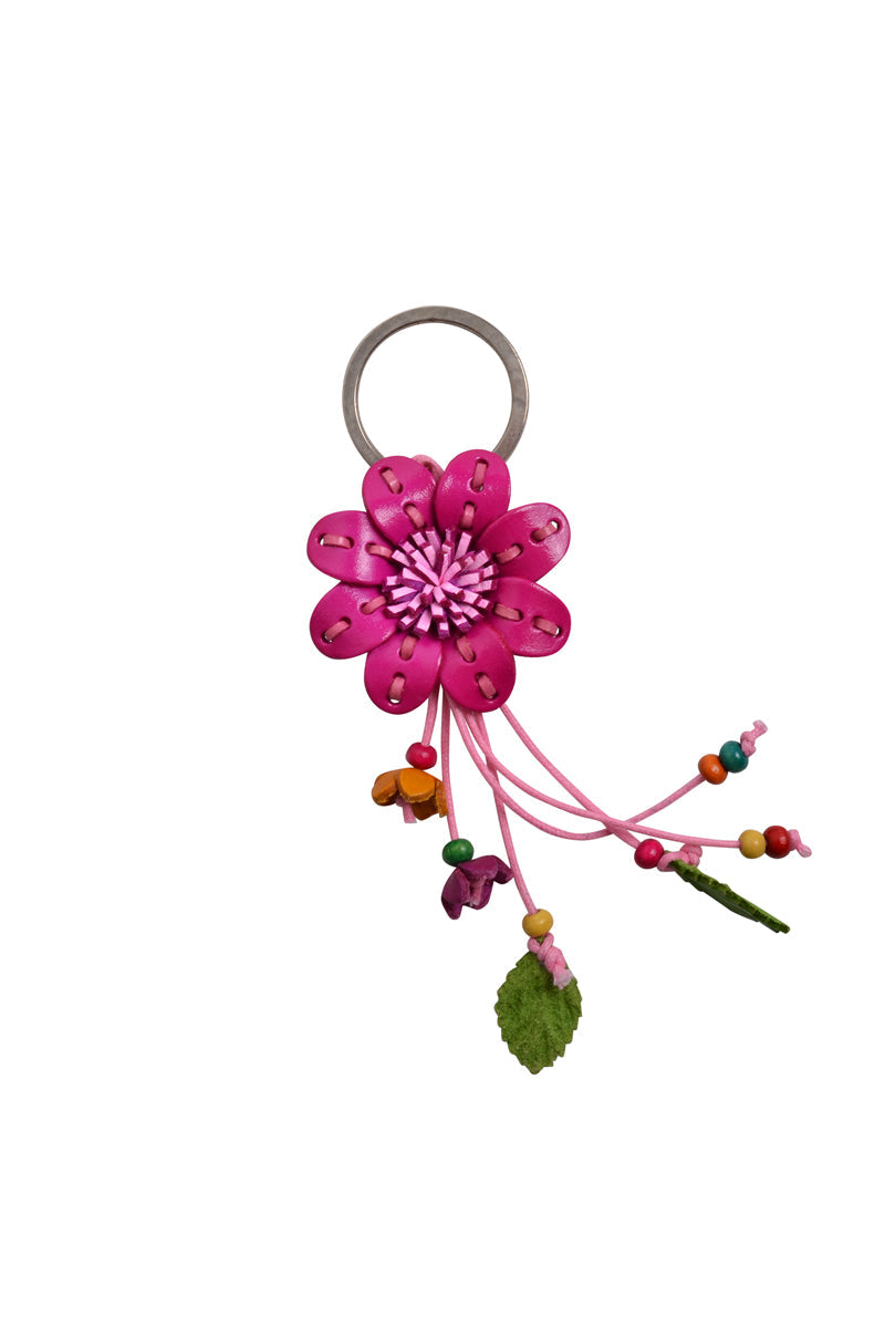 Leather Flower Keyring - Keshet Design